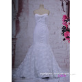 mermaid lace applique satin fabric with train wedding gowns